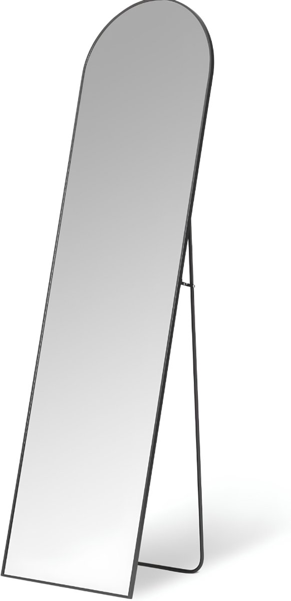 SP® Passpiegel - Volledige Lengte Spiegel - Wand/Vloermontage Spiegel - Zwart - 150cm x 41cm x 2cm
