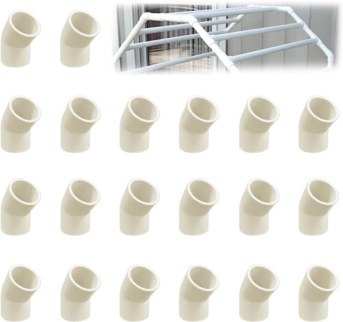 SnelShoppen - 20 Stuks Buisfitting Elleboog Koppelingsconnector 135 Graden PVC Elleboog 25mm Pijpkoppelingen voor Binnen en Buiten Leidingen