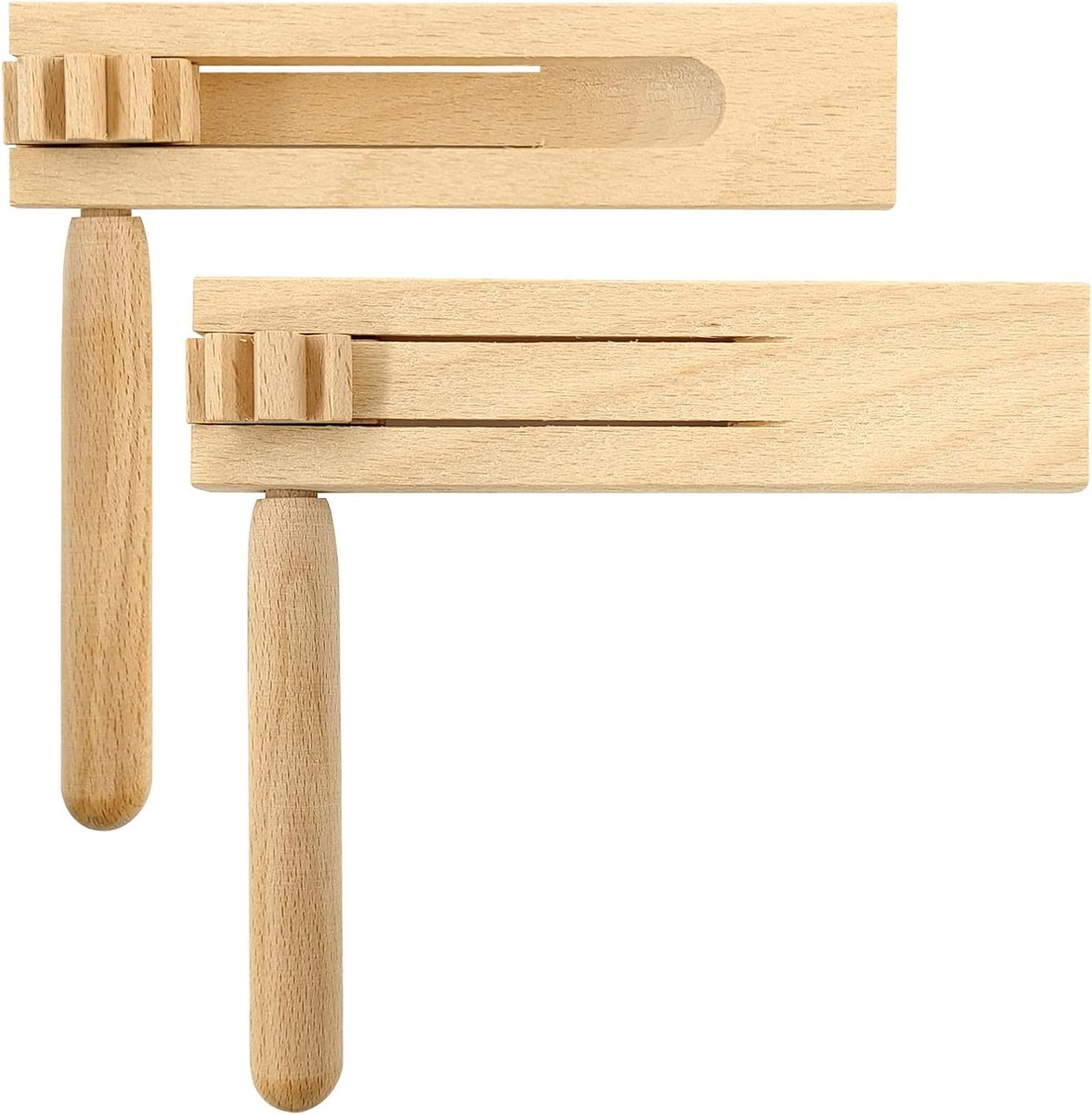 SnelShoppen - 2x Houten Ratchet Spinning Muziekinstrumenten, Bamboo Tracker, Geschikt voor 15 Jaar en Oudere, Ideaal voor Feesten en Muziekactiviteite