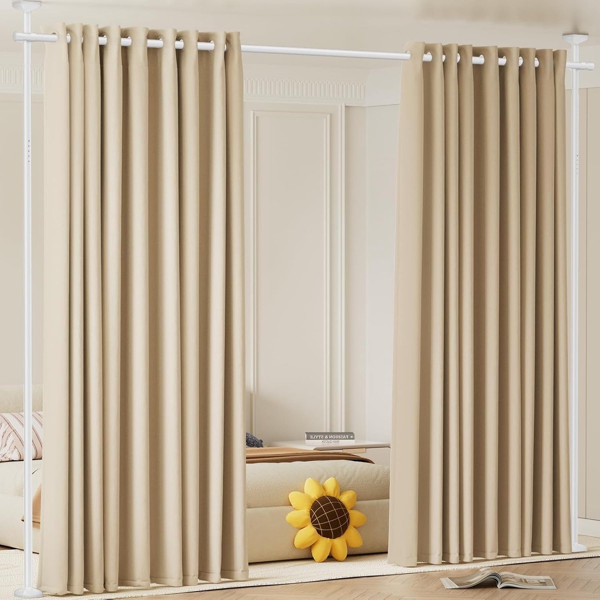 SnelShoppen - Verstelbare Gordijnroede Zonder Boren, Flexibel en Aanpasbaar, Privacy Scherm voor Woonkamer en Slaapkamer, Breedte 70-178 cm, Hoogte 12