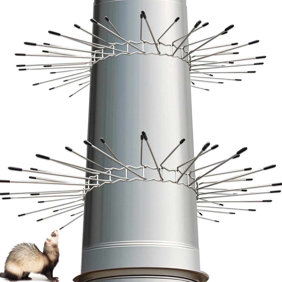 Verstelbare Kattenverdedigingsriem en 2 Martenafschrikriemen van Gegalvaniseerd Staal, Bescherming tegen Raccoons en Marten, Diameter 100 mm tot 130 mm