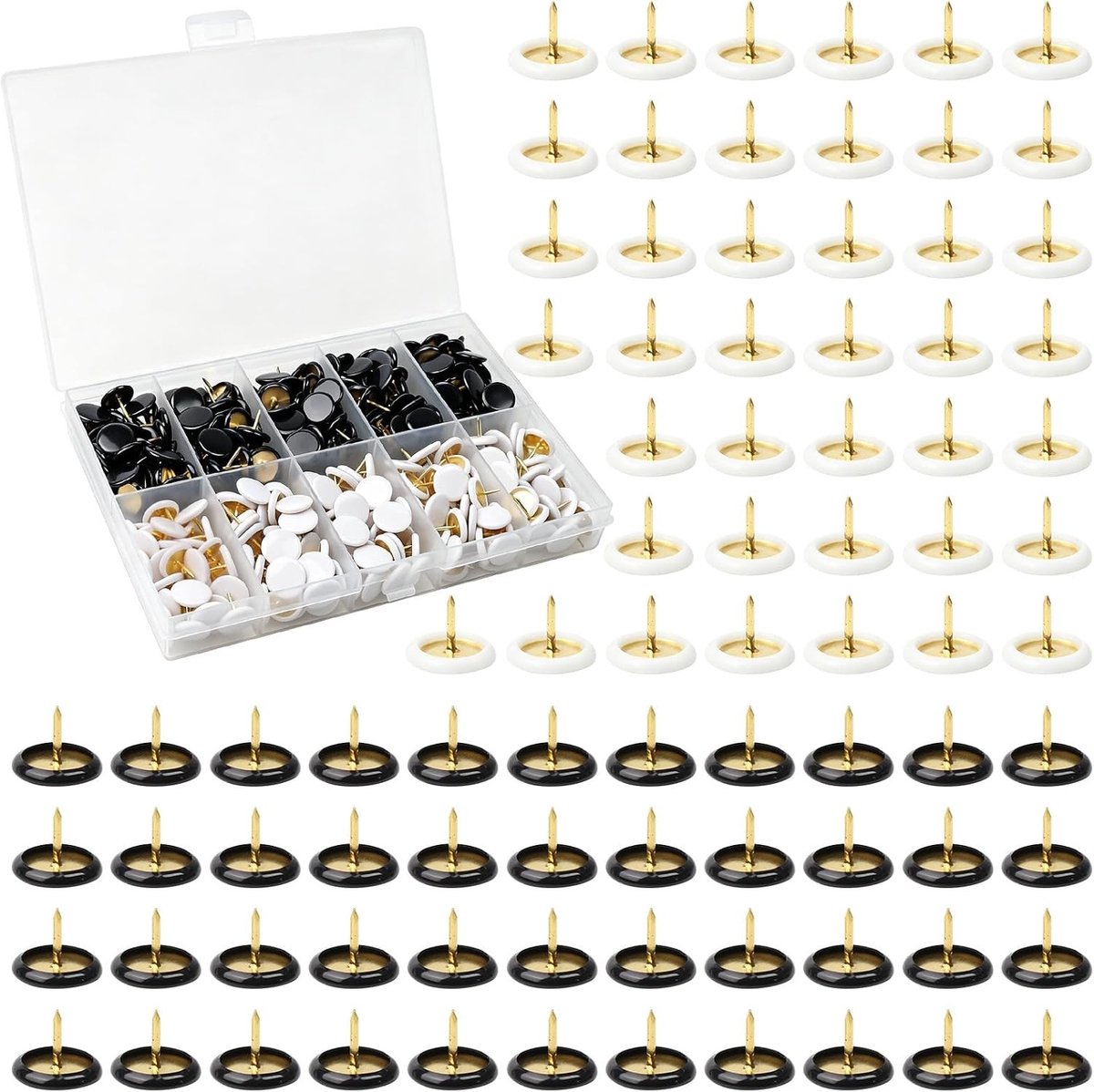 400 stuks herbruikbare punaises in wit en zwart, 10 x 10 mm, voor school, kantoor en fotowand, ideaal voor kurkbord en creatief gebruik
