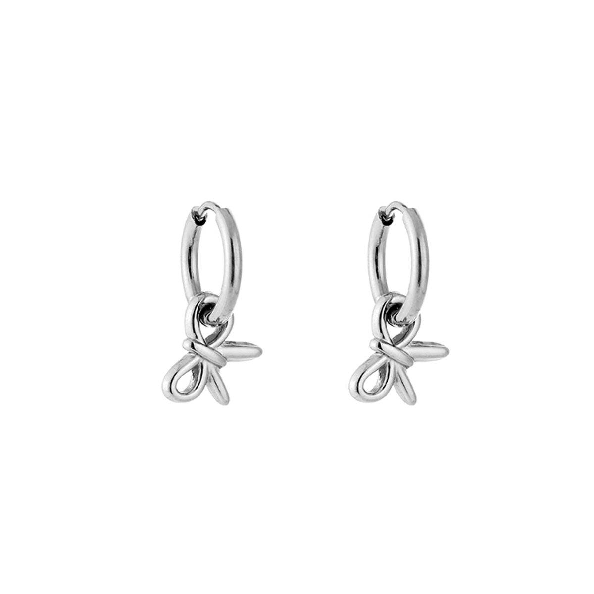 Stainless Steel Elegante Strik Bedel Oorringen – Romantische & Trendy Hoops – RVS - Zilver