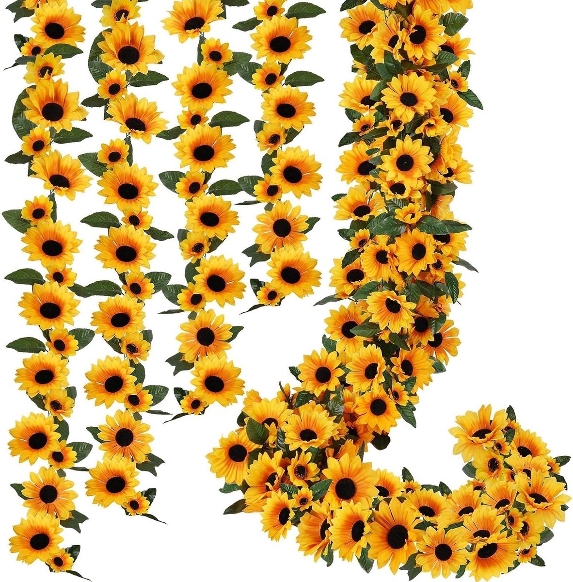 SnelShoppen - 4 Bloemenslinger met Zonnebloemen Kunstbloemen - Ideaal voor Feesten, Tuin, Camping, Decoratie - Kleurrijk en Duurzaam - Perfect voor Ki