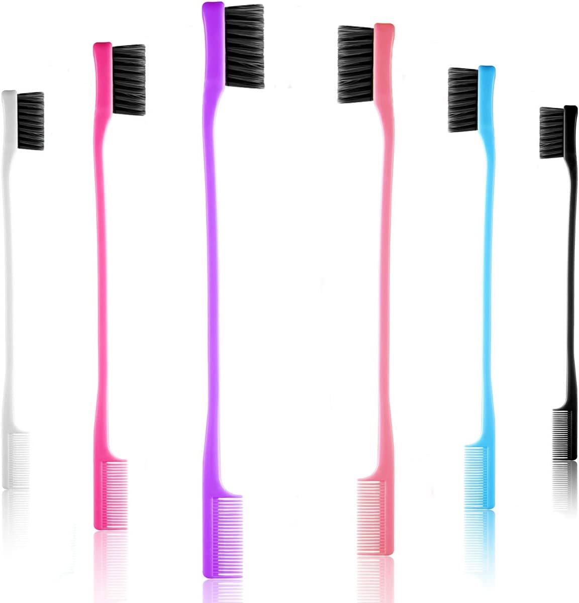 SnelShoppen - 6-delige Haarborstel Set, Dubbelzijdige Kam voor Haar, Edge Control, Smooth Comb, Hoogwaardige Materialen, 6 Kleuren voor Dagelijks Gebr
