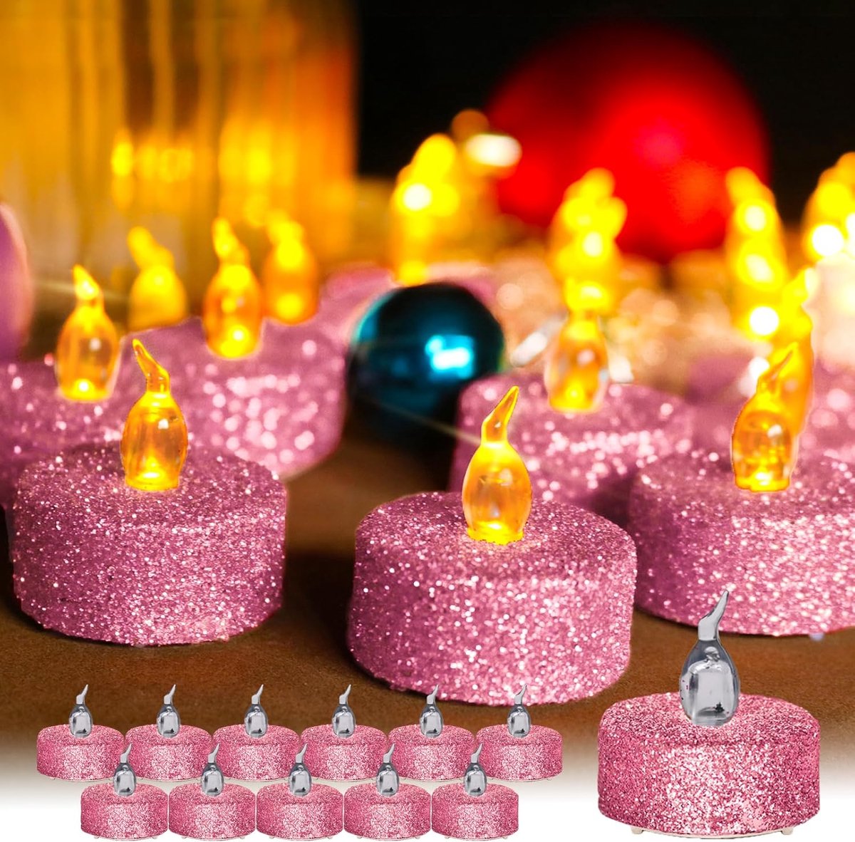 SnelShoppen - 12 Stuks LED Theelichten Flickering Decoratieve Tafel LED Kaarsen Elektrische Theelichten met Batterijen Inclusief voor Bruiloft, Feest,