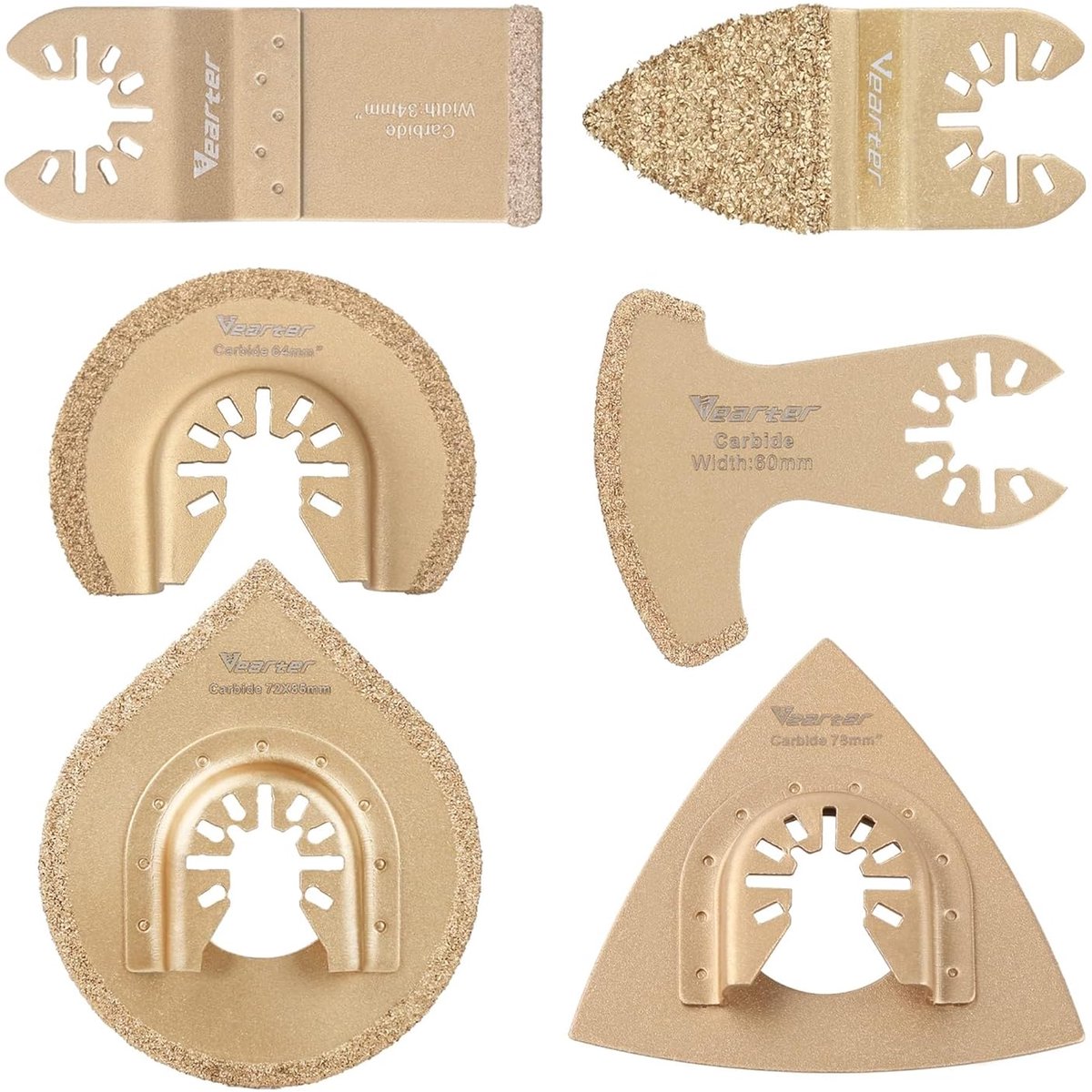 SnelShoppen - 6 Delige Multitool Zaagbladen Set, Carbide Oscillerende Tool Accessoires voor Tegels, Grout, Mortel, Beton en Metselwerk
