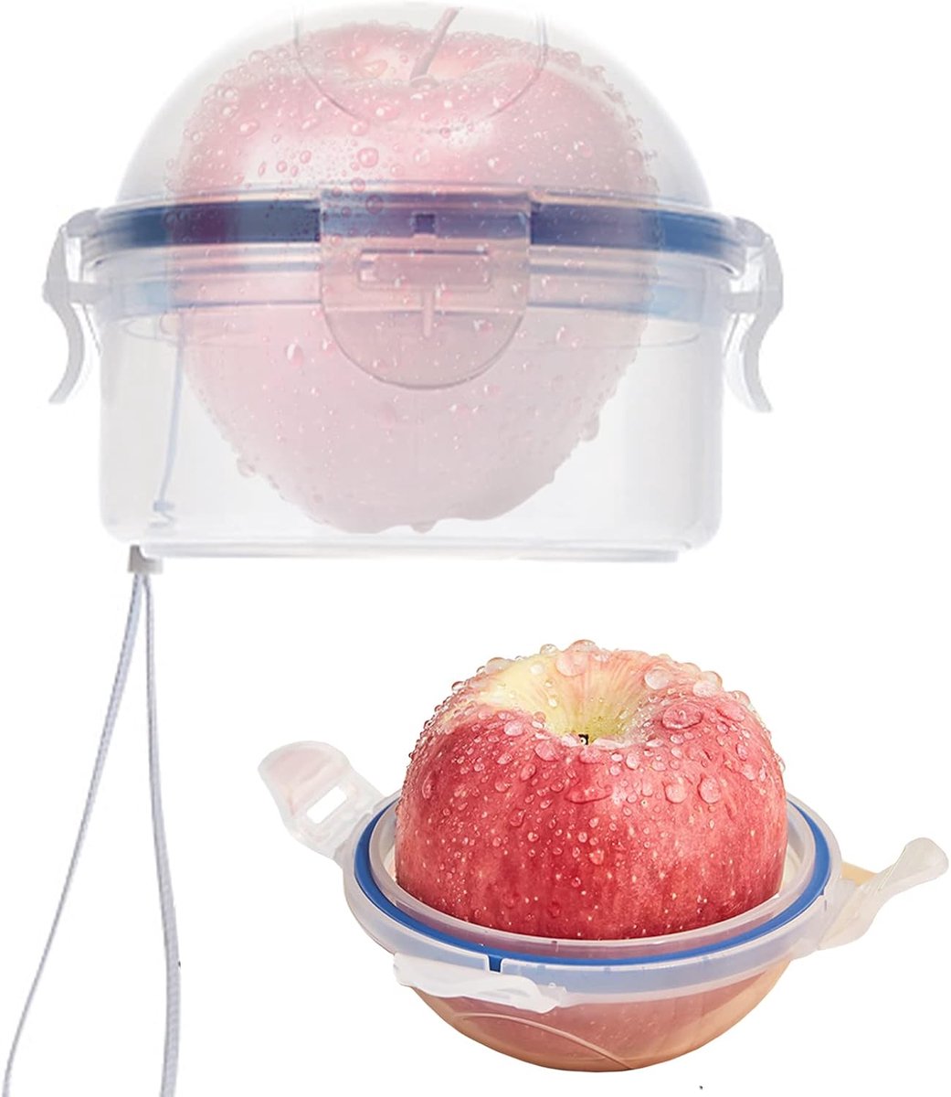 SnelShoppen Set van 2 Fruitcontainers Plastic Appelboxen BPA-vrij Bewaardozen voor Citroenen Knoflook voor Makkelijk Transport van Oranjes en
