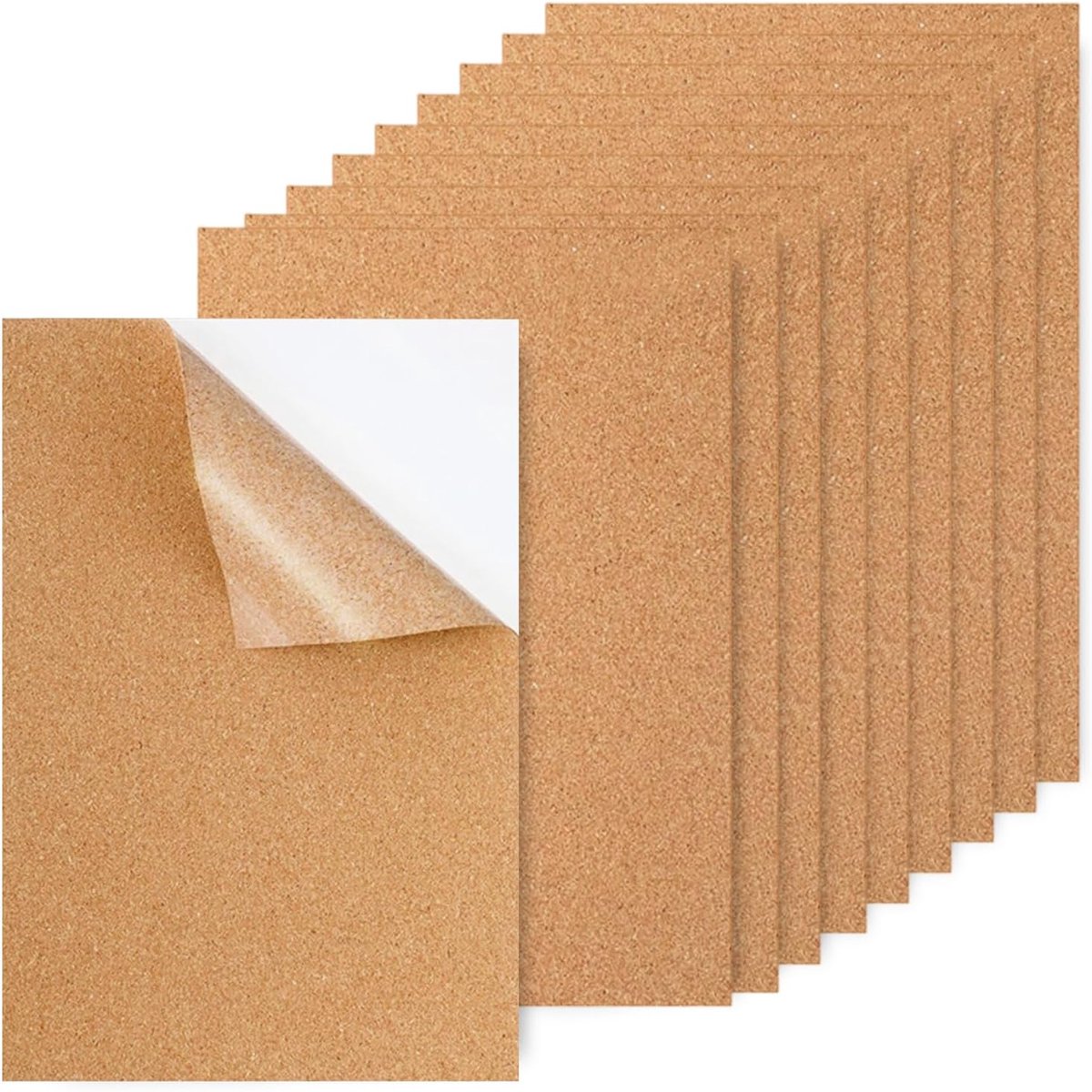 SnelShoppen - Pack van 10 Zelfklevende Kurkborden 30 x 21 cm - 2 mm Dikke Kurkplaten voor Wanddecoratie, Coasters en Creatieve Klussen