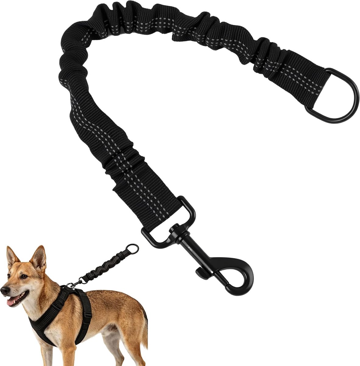 SnelShoppen - Shock Absorber Dog Leash Extension 50 cm - Elastische Hondenlijn voor Fietsen en Wandelen - Nylon Korte Leash voor Middelgrote Honden -