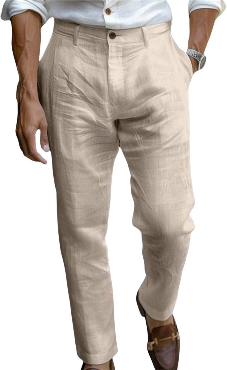 Currero Pantalon Heren Chino Regular Fit Golfbroek Nette Broek Elastische Tailleband Volwassenen Geelbruin