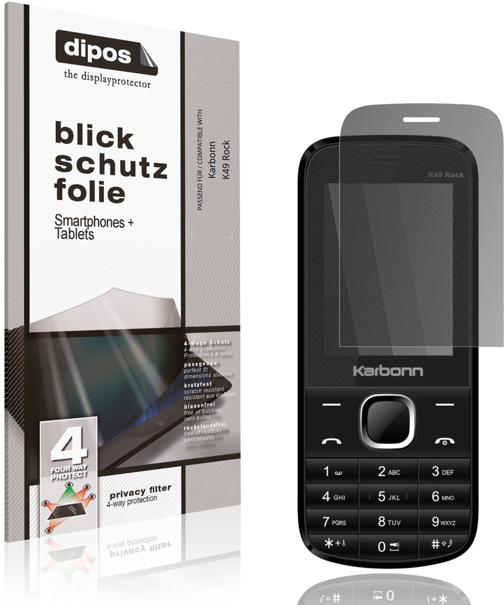 dipos – Matte Privacy Screenprotector geschikt voor Karbonn K49 Rock | Anti-Spy Beschermfolie