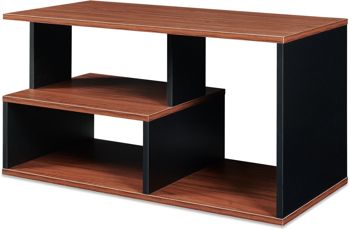 Salontafel Trond met opbergvakken 80x40x42 cm zwart en walnootkleurig [en.casa]
