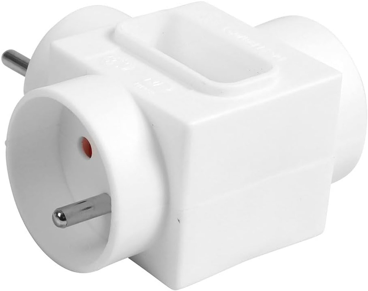 Stekkerdoos met 3 Stopcontacten - Meervoudig stopcontact Wandcontactdoos - Apparaten Aansluiten - Kinderbeveiliging NF-gecertificeerd - 2x 16A 1x 6A - Wit