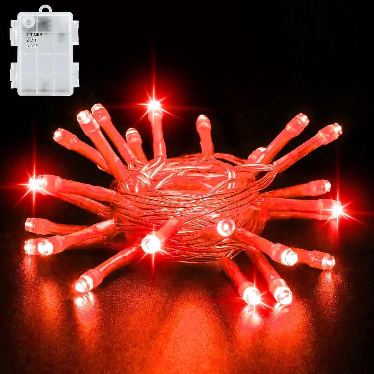 SnelShoppen - Halloween Decoratieve Fairy Lights Buiten 3 m 30 LED Rode Lichtketting Met Timer IP65 Waterdicht Voor Feesten, Tuin, Kamer, Binnen, Buit