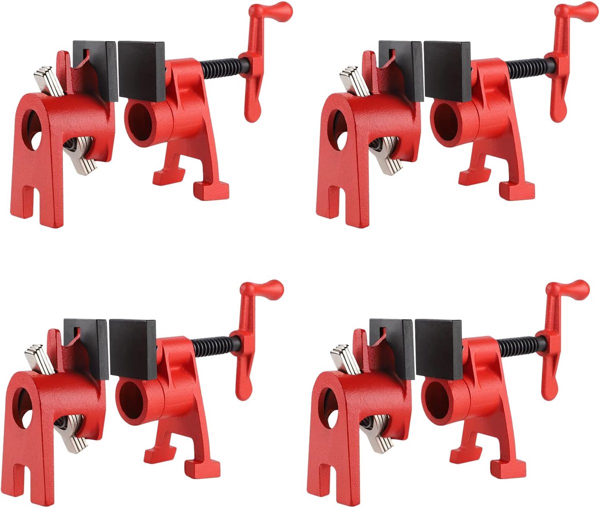 SnelShoppen - Set van 4 Pipe Screw Clamps 3/4 Inch met Beschermfunctie, Snelsluitende Slangklemmen voor Houtbewerking, Slangen, Buizen, Kabels - Hoogw