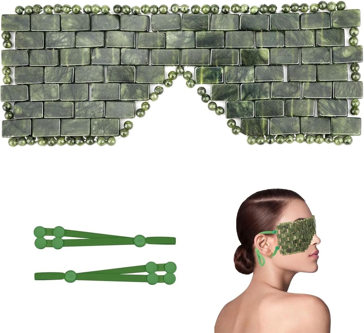 Jade Oogmasker - 100% Natuurlijke Edelsteen - Herbruikbaar en Verkoelend - Vermindert Wallen - Voor Ontspanning
