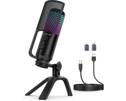 SnelShoppen - Zealsound Desktop Microfoon BD2 met Statief, USB-aansluiting, Hoge Geluidskwaliteit, Ideaal voor Streaming, Podcasting, Gaming, Zwart