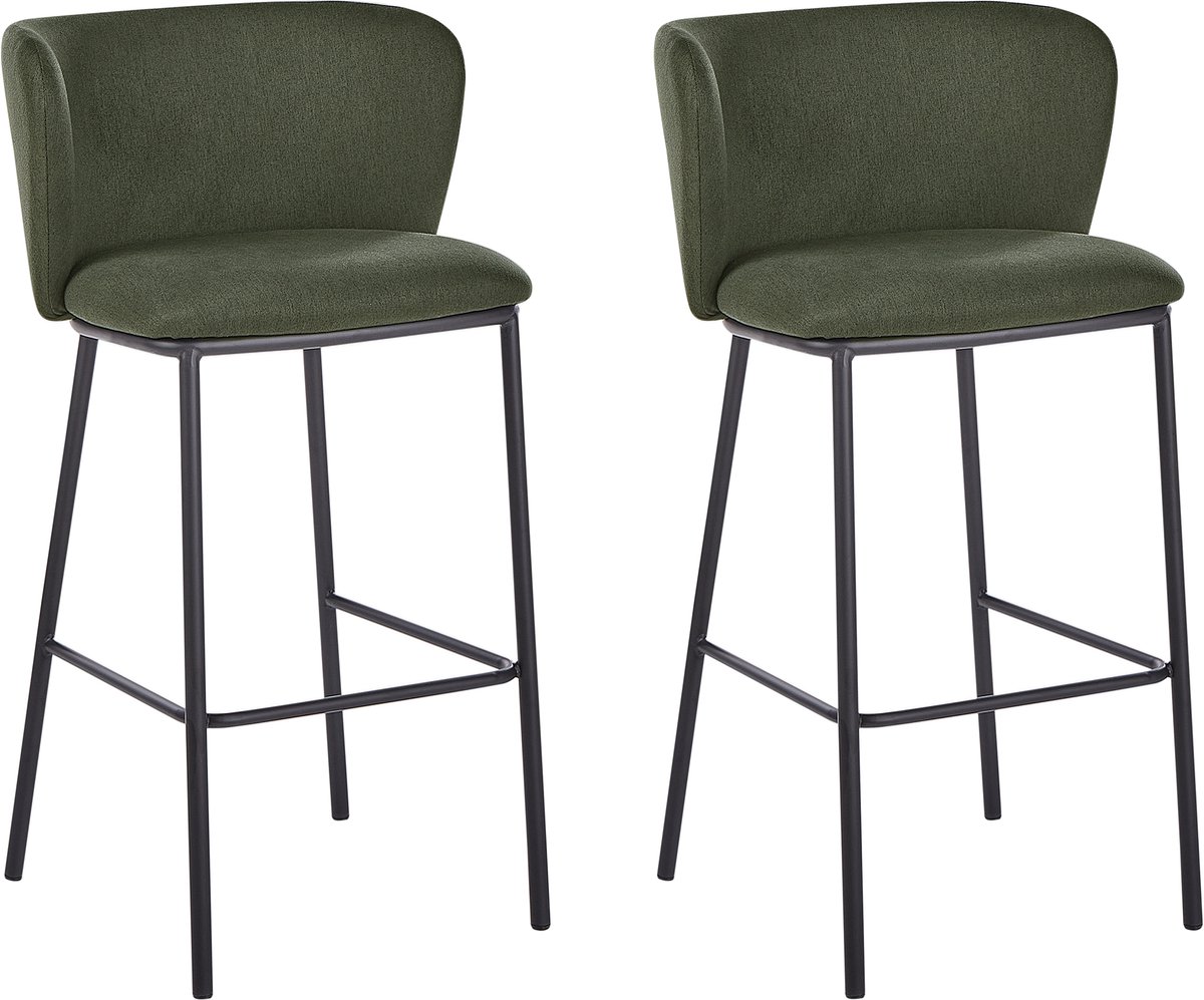 MINA - Barkruk set van 2 - Donkergroen - Polyester