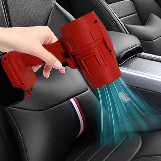 Oplaadbare Air Duster - Elektronische Bladblazer - Stofvrij Maken - Krachtige Borstelmotor - 22x14x8.5cm - Rood — afbeelding 2