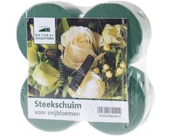Oase steekschuim - rond - 4x stuks - 8x5 cm - nat gebruik - voor echte bloemen - Kerststukjes maken