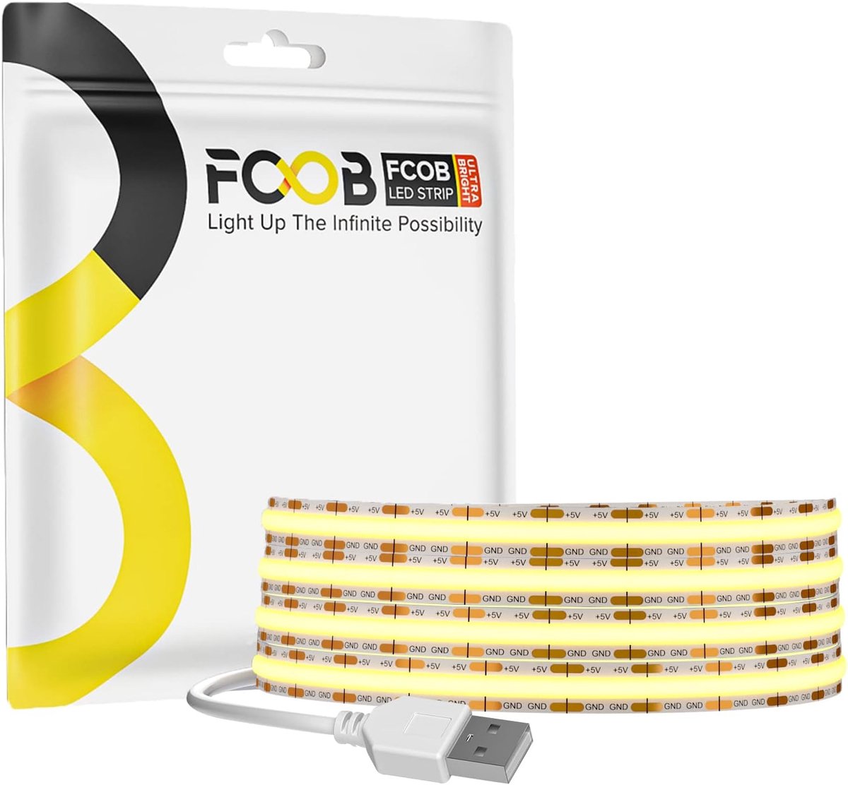 SnelShoppen - Dimmable COB LED Strip 2m 320LEDs/m Natuurlijke Wit 4000K Flexibele LED Tape voor TV Achtergrondverlichting, Kasten, Huiskamer Sfeer & D