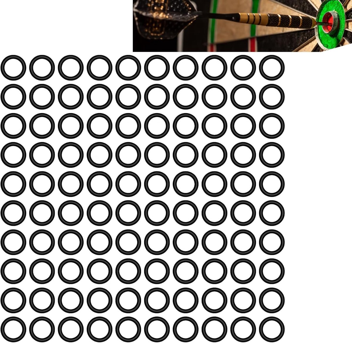 SnelShoppen - 100 Stuks Rubber Ringen voor Darts - Rubber O-Ringen voor Optimaal Grip van Darts Flights - Zwart - Perfect voor Darts Spelers