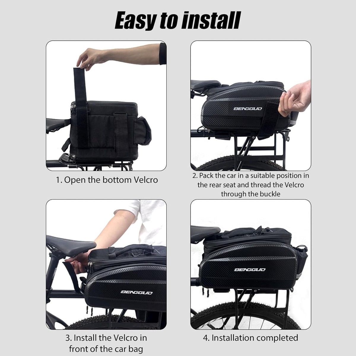 SnelShoppen - Fiets Pannier Rack Tas 17L Waterproof Reflecterend met Meerdere Compartimenten, Multifunctionele Achtertas, Schoudertas voor Woon-werkve