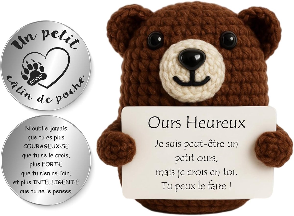 SnelShoppen - Tixlux Zakknuffel Geluksbeer - Knuffel Geluksbrenger voor Ontspanning, Beterschap en Positieve Decoratie - Perfect Cadeau voor Kinderen