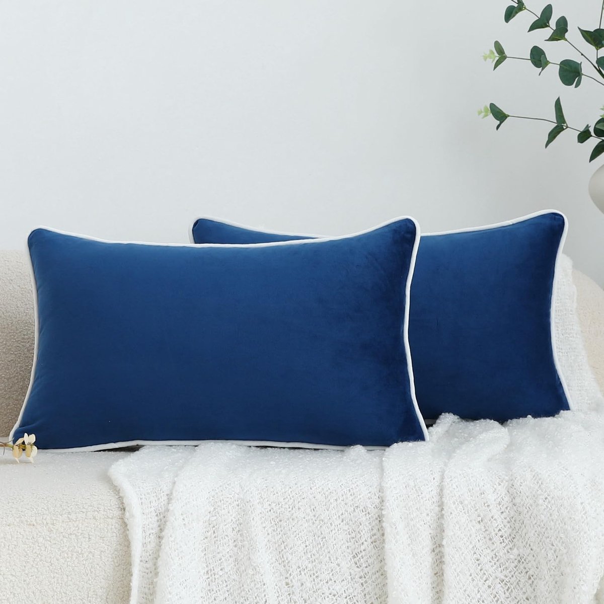 SnelShoppen - LIGICKY Set van 2 Luxe Decoratieve Kussenhoezen, Zachte Velvet Kussenhoezen, Rechthoekige Lumbar Kussens voor Woonkamer, Sofa, Slaapkame