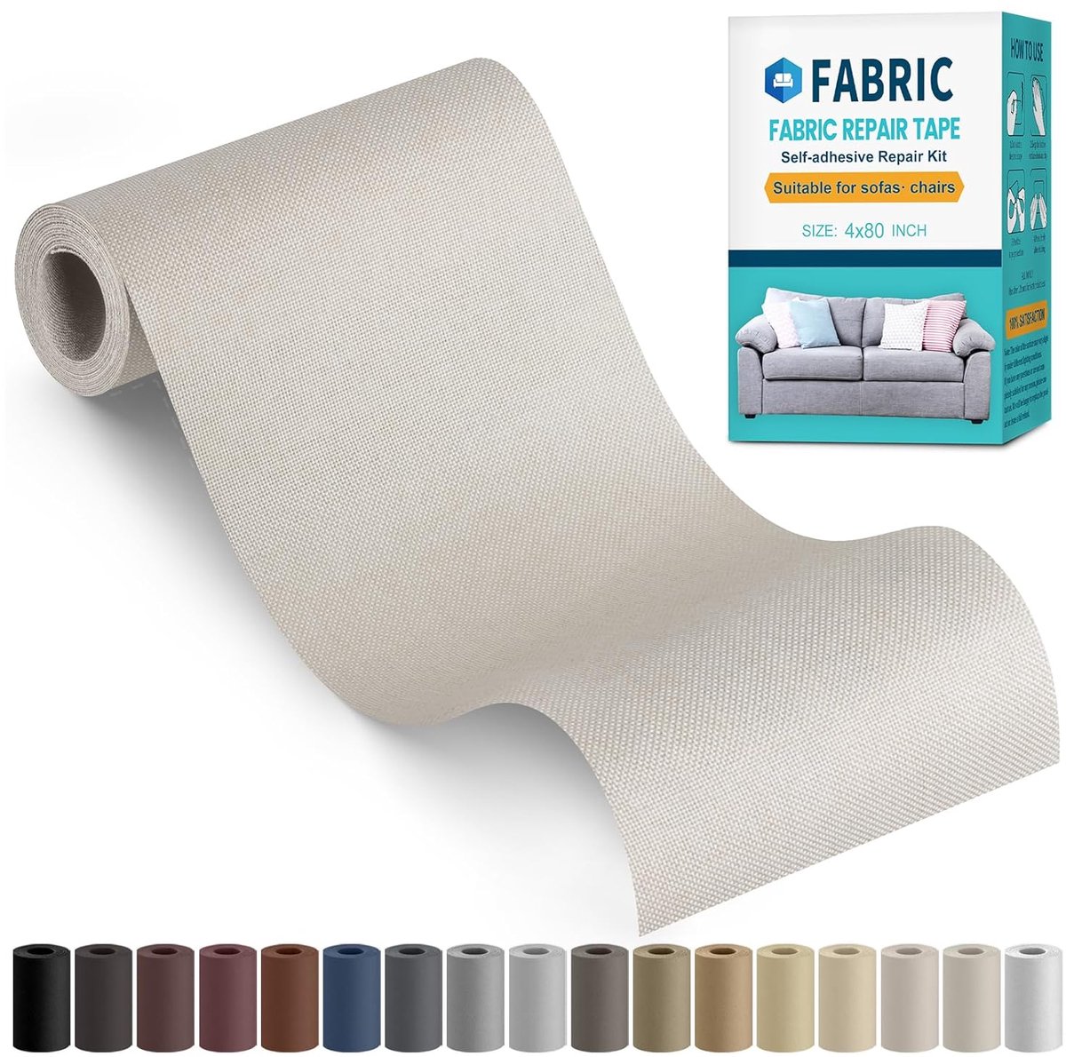 SnelShoppen - Zelfklevende Stoffen Patches Grijs Beige 10x200 cm - Canvas Reparatiepleisters Waterdicht voor Banken Stoelen Gordijnen en Sprei