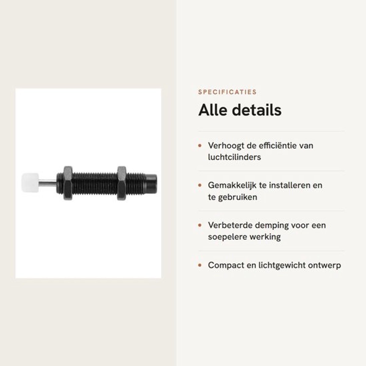Schokdemper Zwart - Schokdempers - Pneumatische Luchtcilinder - Stabiliteit Verbeteren - Geluid Verminderen - Snelle Reset Piston Rod - Demper