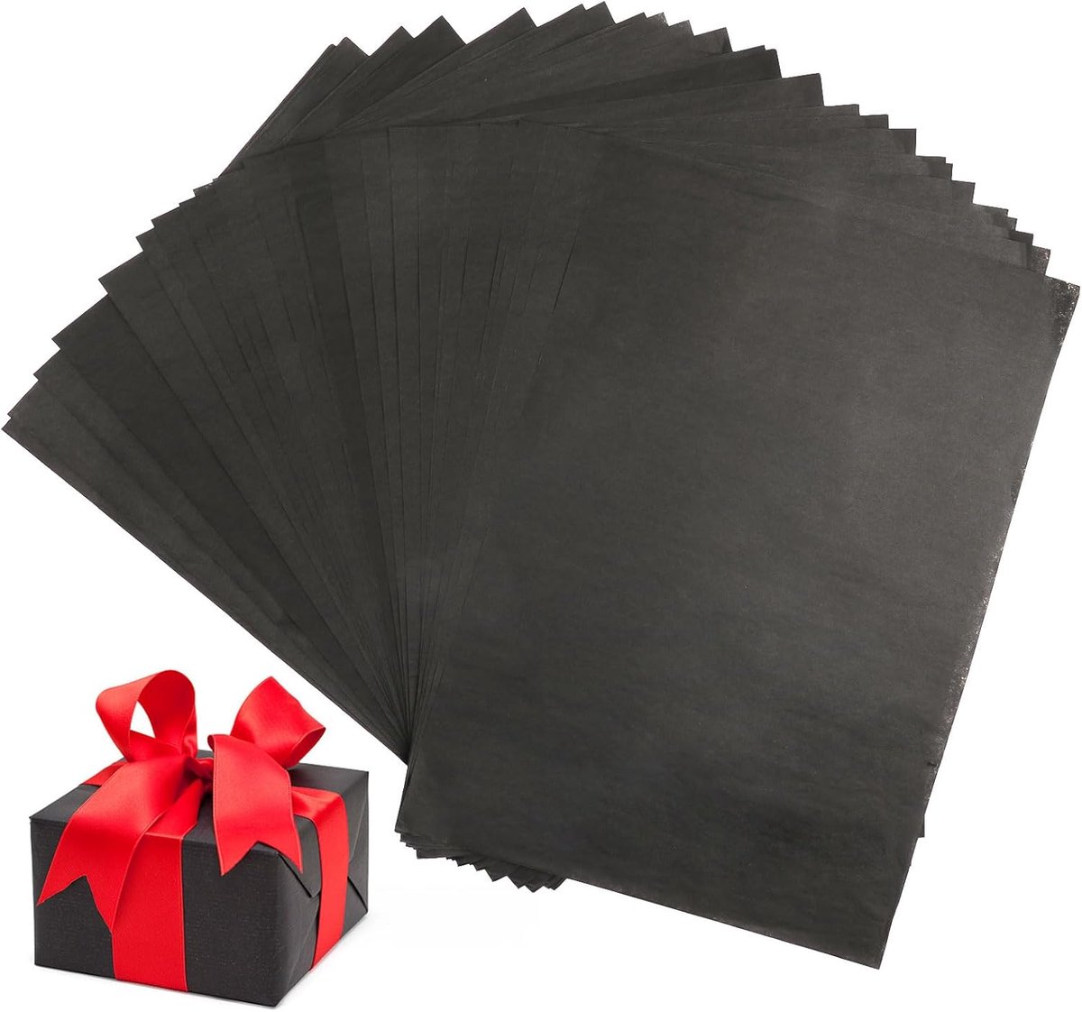 SnelShoppen - 60 Vellen Zwart Tissue Papier 21 x 30 cm - Cadeaupapier voor Bouquets, DIY, Feest, Versiering, Creatieve Hobby's