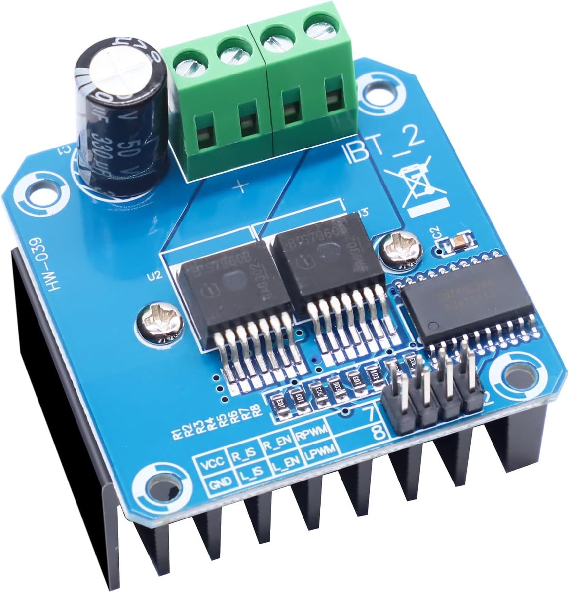 SnelShoppen - BTS7960 43A Motor Driver Module - Hoge Vermogen DC Stepper Motor Driver voor Slimme Auto's - 5.5V tot 27V - Perfect voor Hoge Snelheid e