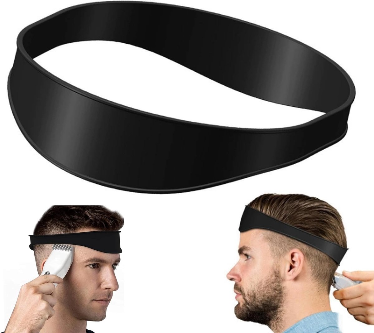 SnelShoppen - Hair Cutting Band - Shaving Template voor Décolleté en Haarsnit - Haar Snijgids van Duurzaam Siliconen - Zwart - Ideaal voor Thuisgebrui