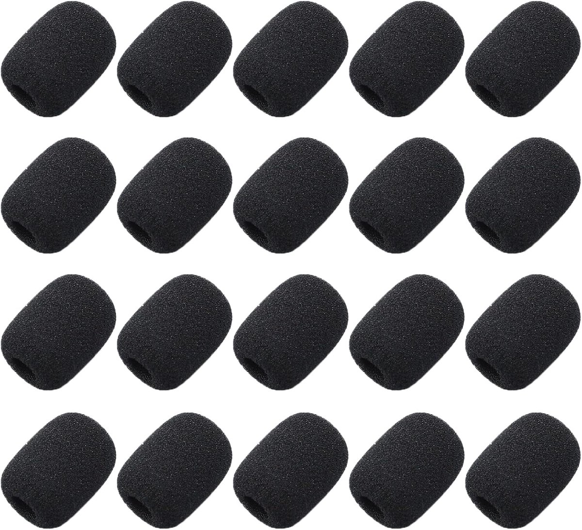 SnelShoppen - 20 Pack Mini Foam Microfoon Covers, Zwarte Windscreens voor Headsets, 8mm Kaliber, Ideaal voor Klassikale en Conferentie Gebruik
