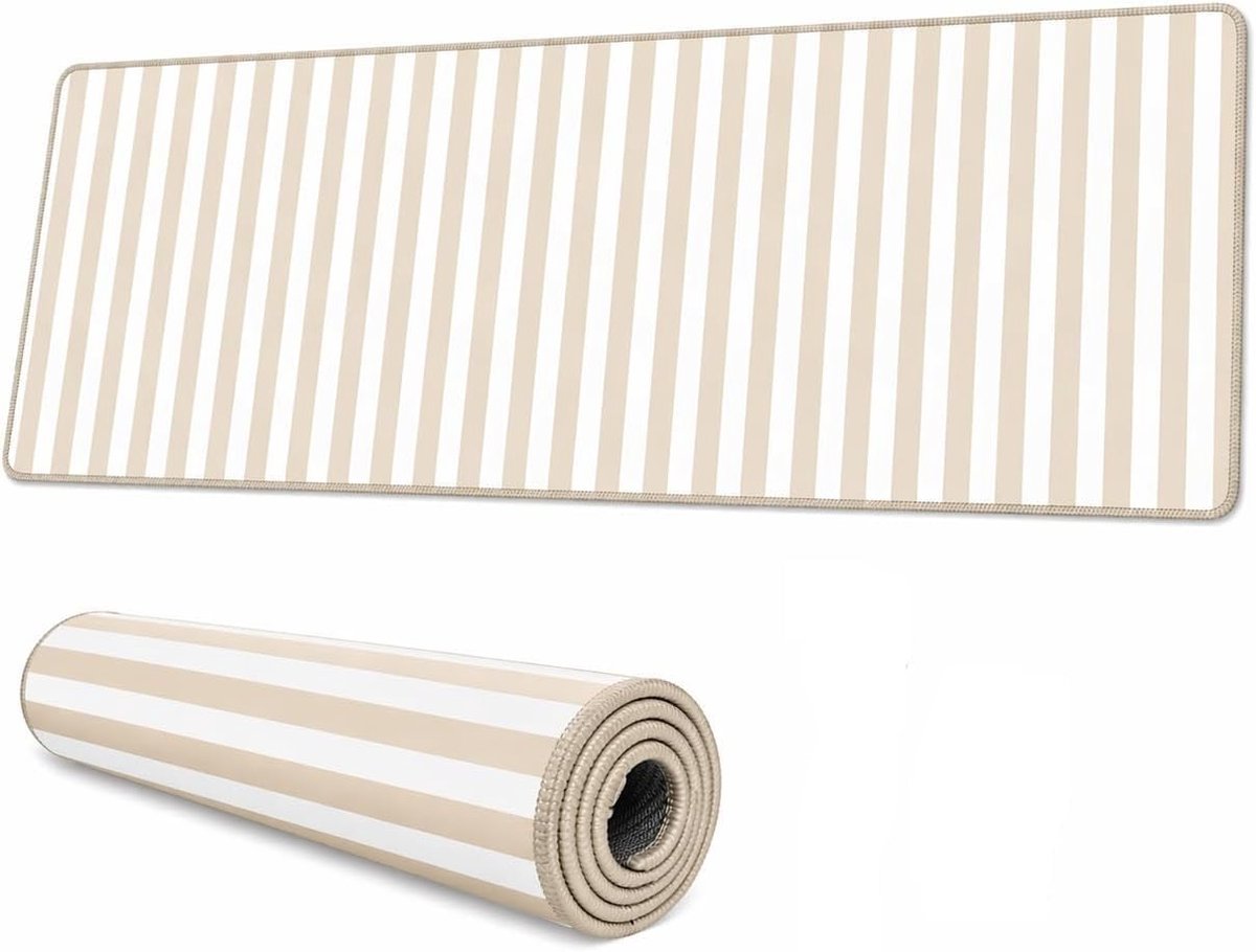 SnelShoppen - Muismat 800 x 300 mm antislip bureauonderlegger beige | Grote muismat met stoffen oppervlak, rubberen basis en wasbaar design voor pc, l