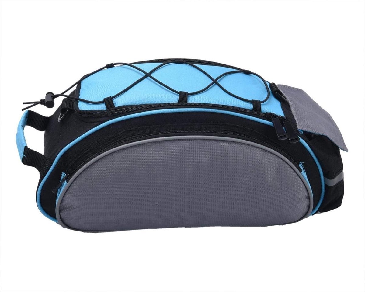 SnelShoppen - Fiets Achtertassen - Ruime Fiets Bagage Tas - Blauwe Fietstas met Hoofdvak en Zijvakken - Perfect voor Fietstochten, Camping en Dagelijk