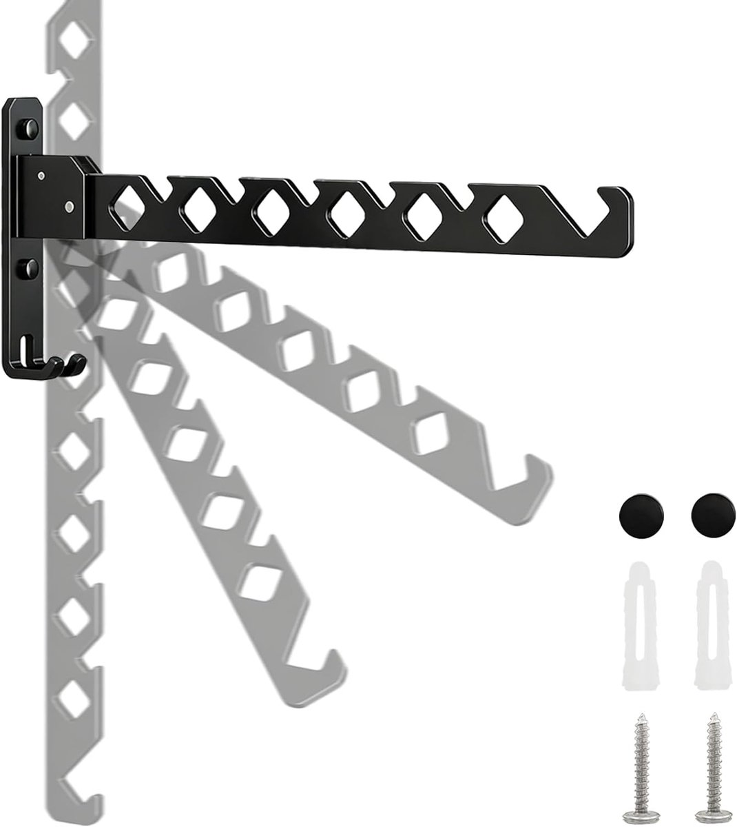 SnelShoppen - Vouwbare 180° Rotatable Wandhaak - 34cm Lange Aluminium Kledinghanger voor Balkon, Badkamer en Keuken - Ruimtebesparend en Duurzaam
