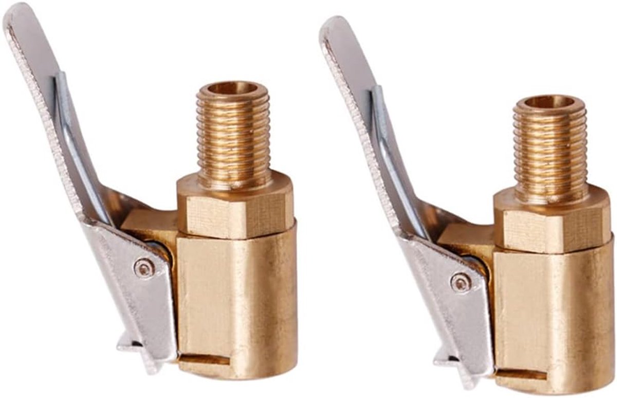 SnelShoppen - Car Valve Lever Plug Air Chuck - Messing Nippel Ventiel Aansluiting - Universeel voor Auto, Van, Truck - 2 Stuks - 8mm Draad - Perfect v