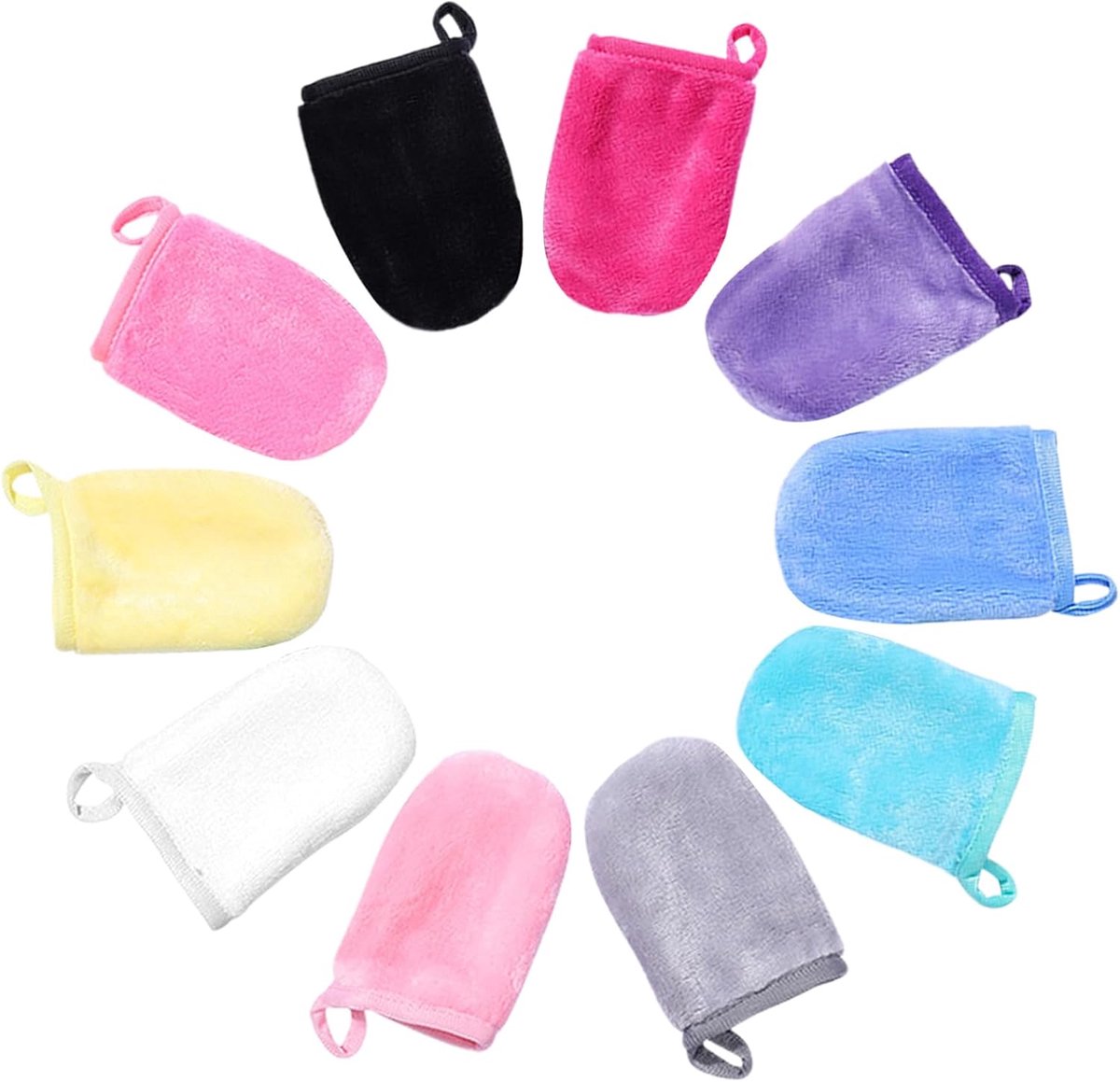 SnelShoppen - 10 x Microfibre Douchehandschoenen Herbruikbare Microfibre Wasdoeken Superzacht met Gesp, 10 Kleuren voor Verwijderen van Makeup en Badg