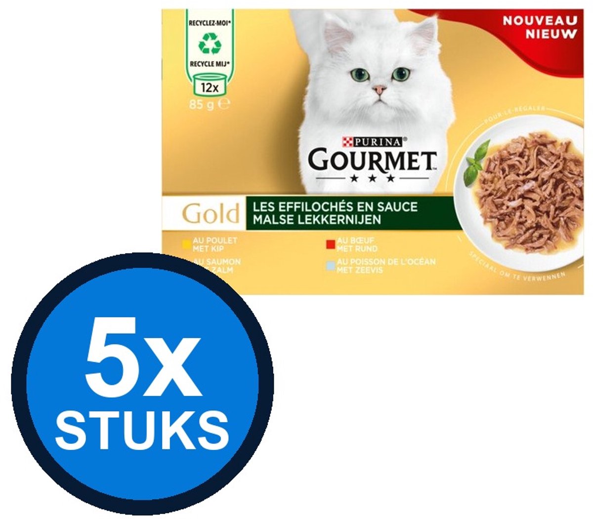Gourmet Gourmet - Gold blik malse lekkernijen kip/zalm/rund/zeevis 12x85gr