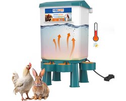 UniEgg® XL Premium Verwarmde/Anti-vorst Drinker 11 Liter (Groen) - automatisch en innovatief , inclusief ophangset en poten - drinkbak kip en ander pluimvee of gevogelte - verwarmd - anti-vorst
