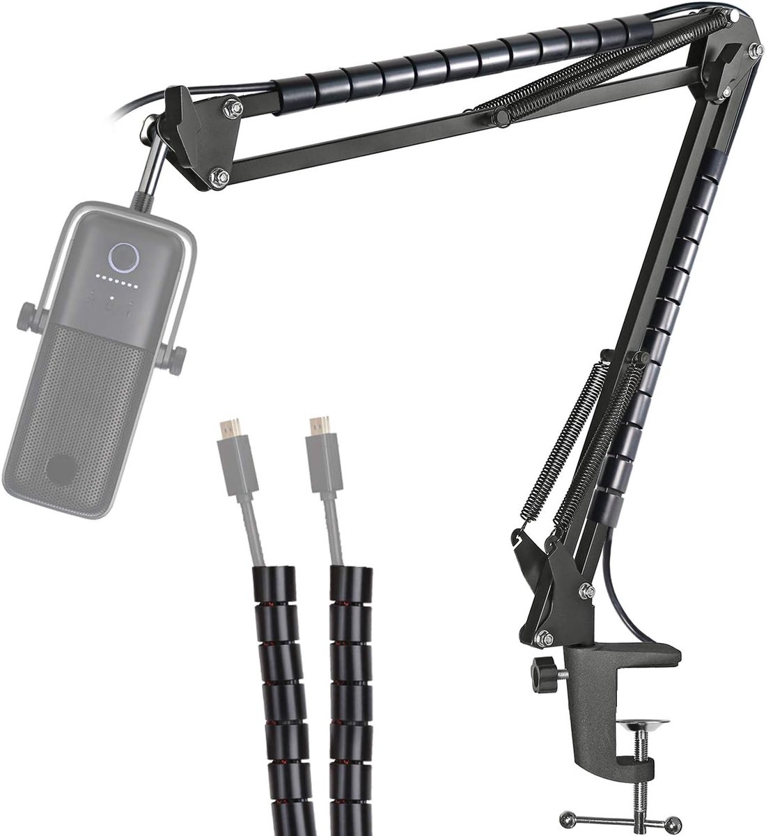 SnelShoppen - Microfoon Arm Statief met Klem voor Elgato Wave 1 - Boom Arm met Dubbele Hangbeugel - Robuuste Stalen Constructie - Ideaal voor Studio,
