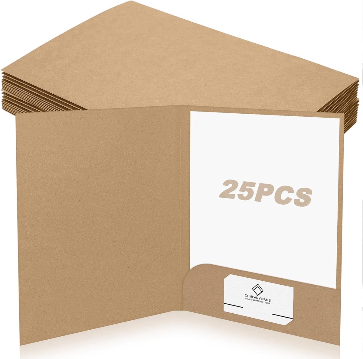 SnelShoppen - Pack van 25 A4 Presentatiemap met Pocket en Visitekaartslot, Stevige Kartonnen Documentenfolder 310 x 220 mm voor School en Kantoor, Kra