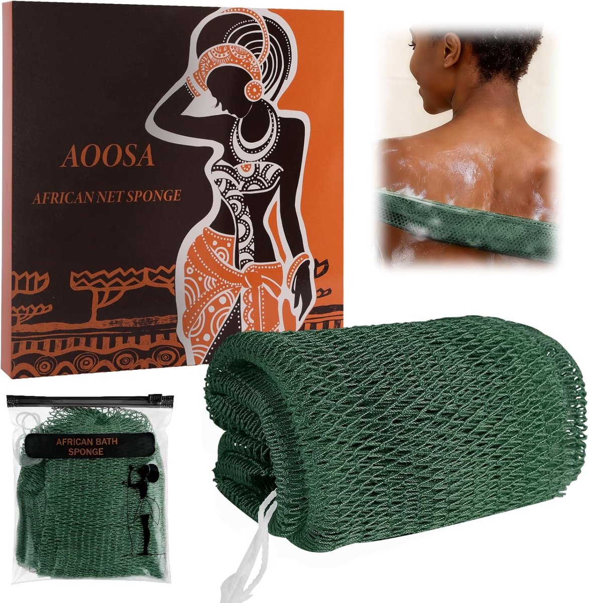 SnelShoppen - Exfoliating Net Sponges - Sneldrogende Afrikaanse Net Spons - Exfoliërende Lichaamsspons - Geschikt voor Mannen en Vrouwen - Groen - Ide