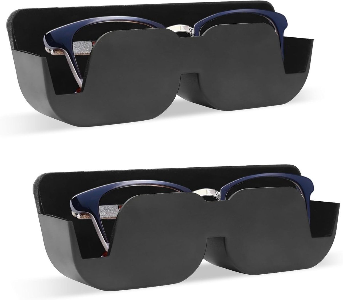 SnelShoppen - Car Glasses Holder - 2 Stuks - Zonnebril Houder voor in de Auto - Zelfklevend en Met Vilt Voering - 165 mm x 55 mm x 35 mm - Ideaal voor