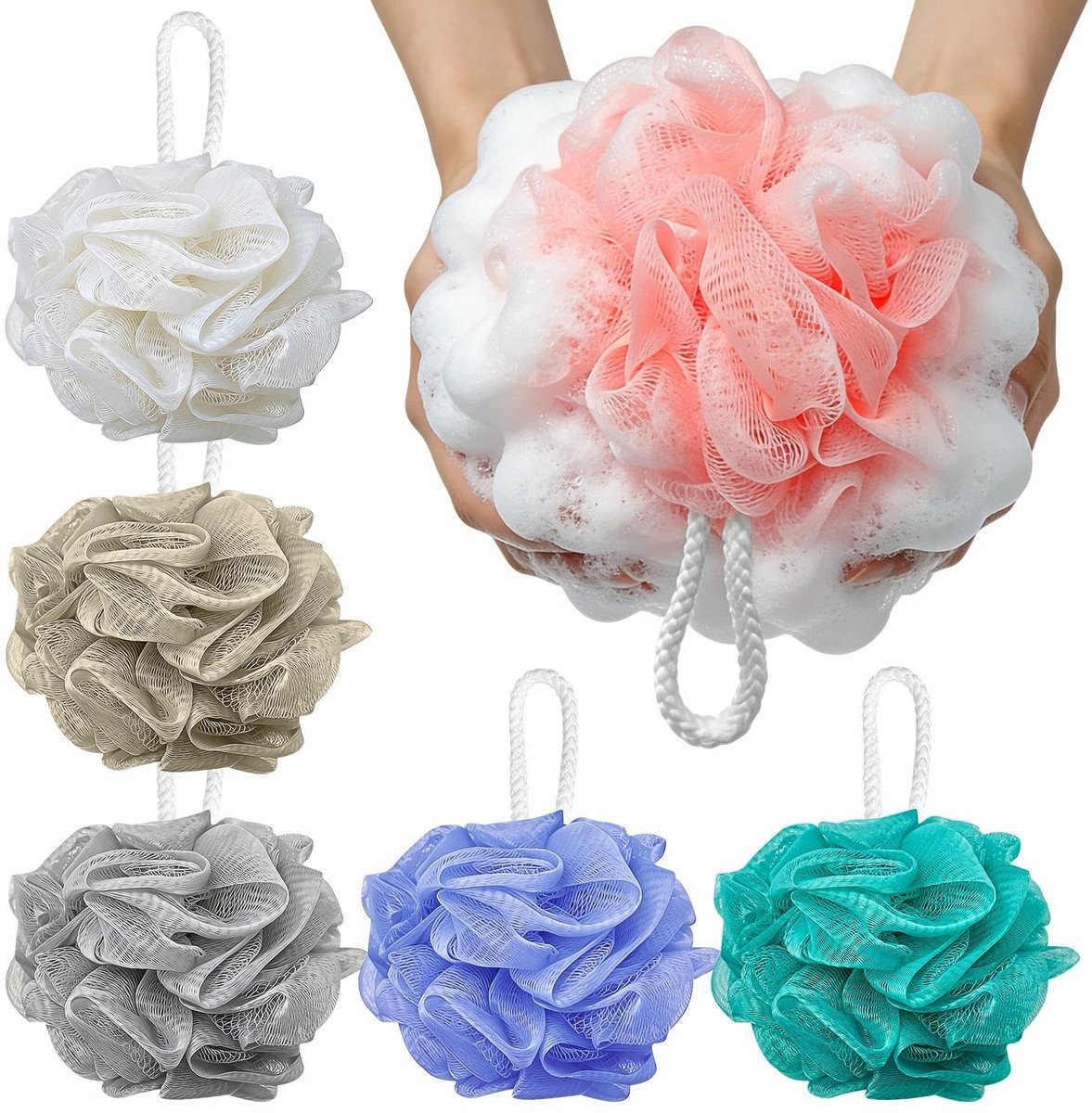 Dailygoods- Douchespons 6 stuks - Mesh-schuimende Spons - Lichaamsspons - Peelingspons - Massagespons - Zacht en comfortabel - Badpons