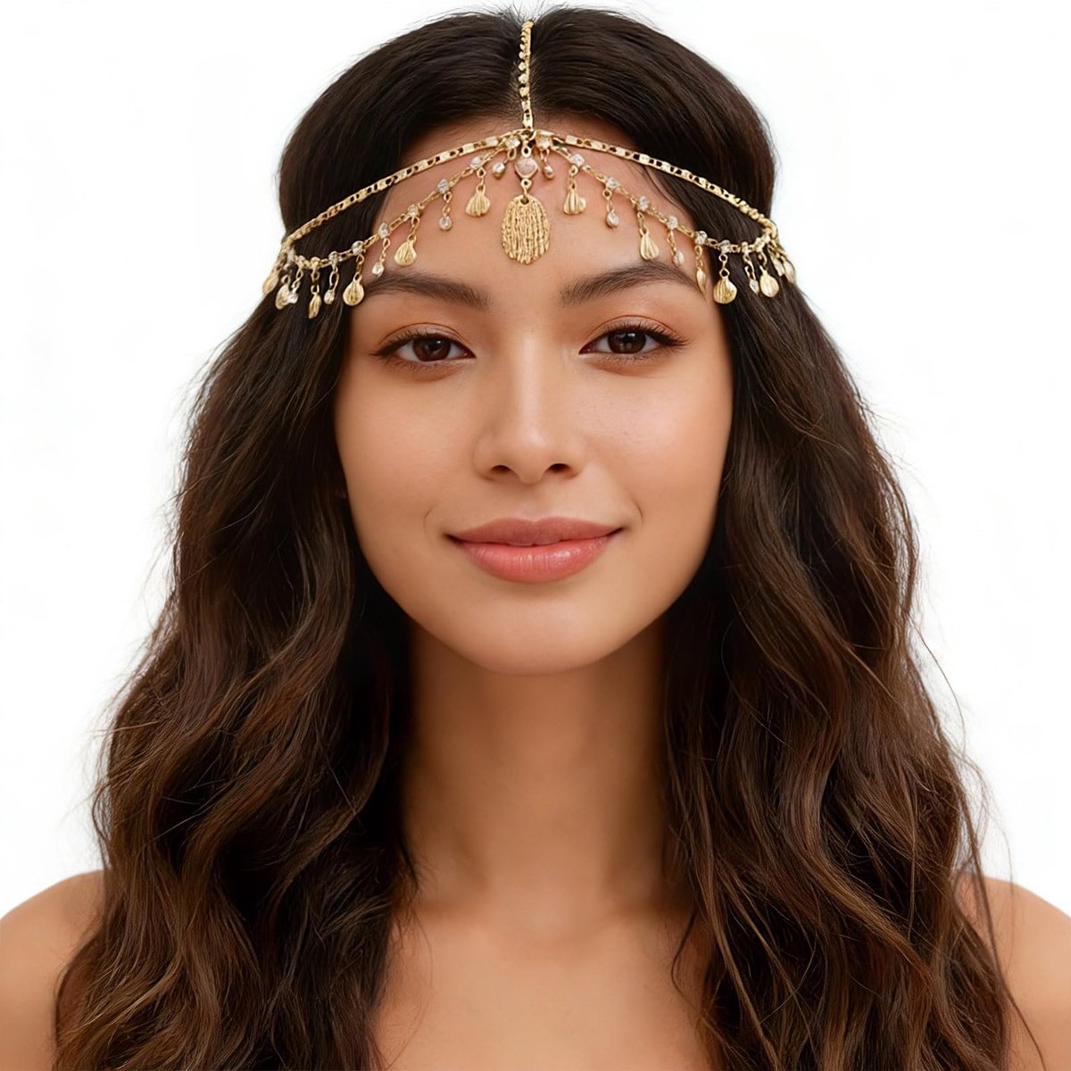 Dailygoods- Hoofdketting Gouden Boheemse Stijl - Haarsieraad Bruid - Hoofd Ketting - Haaraccessoire - Duurzame Zinklegering - 52 cm Maat