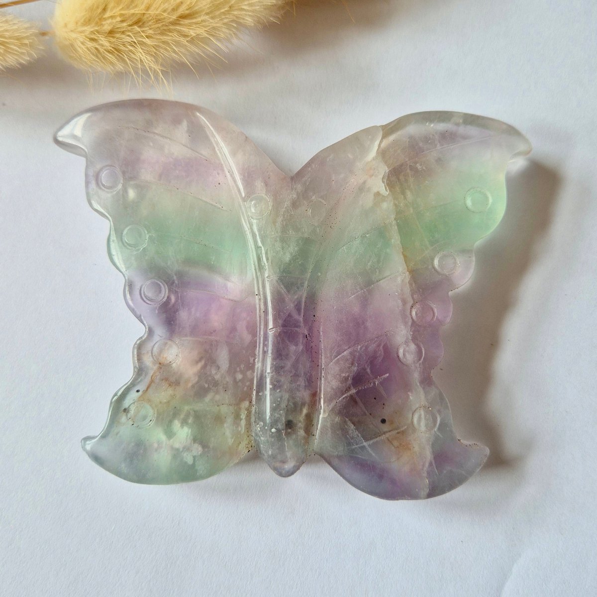 Fluoriet Vlinder Carving – 10 cm Edelsteen #21